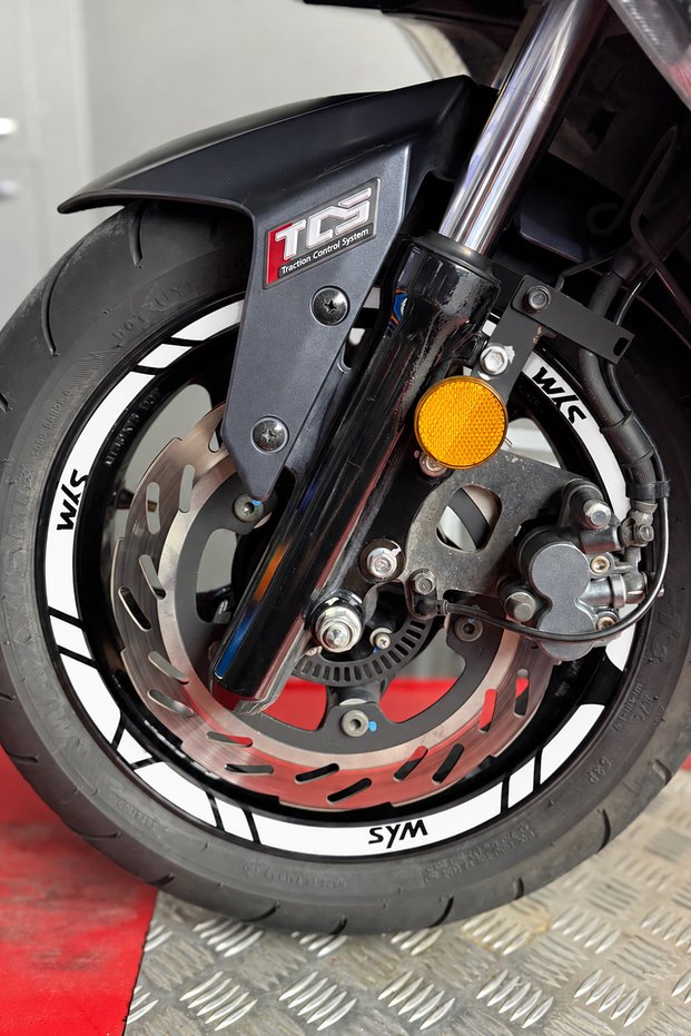 12-Piece Front and Rear Wheel Rim Sticker Set Compatible with 13-14-Inch Rims for the SYM Scooter Series