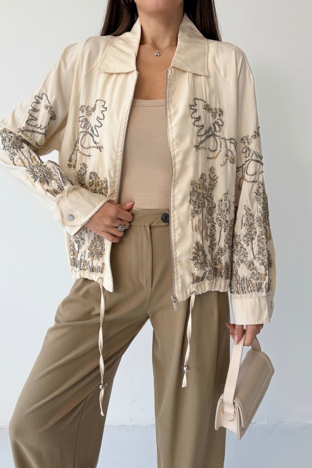 Women's Beaded Bomber Jacket NX2939
