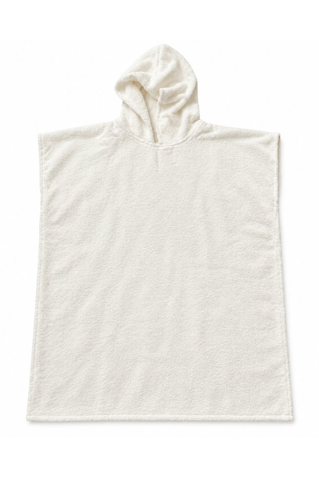 White Hooded Wearable Velour Soft-Textured Beach and Pool Towel Poncho – 90x70 cm_Defective.