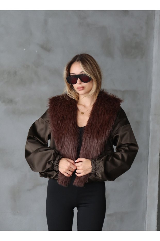 Jacket with Fur Collar Detail