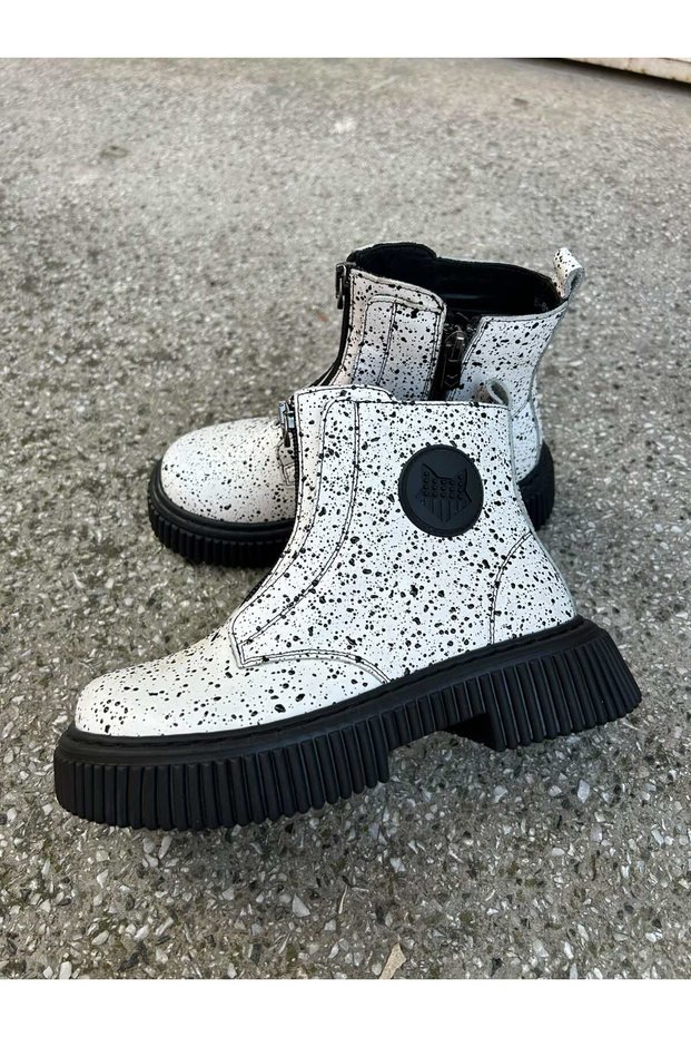 Children's Genuine Leather Orthopedic Boots WHITE