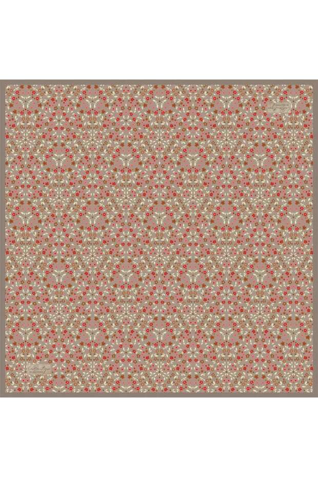Sura Pure Silk Scarf 2676 06 Mink Flower Pattern