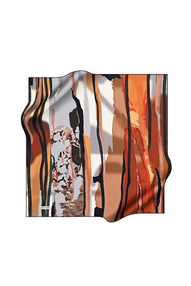 Tivil Polyester Scarf 7671799 912 Gray Mustard Abstract Patterned