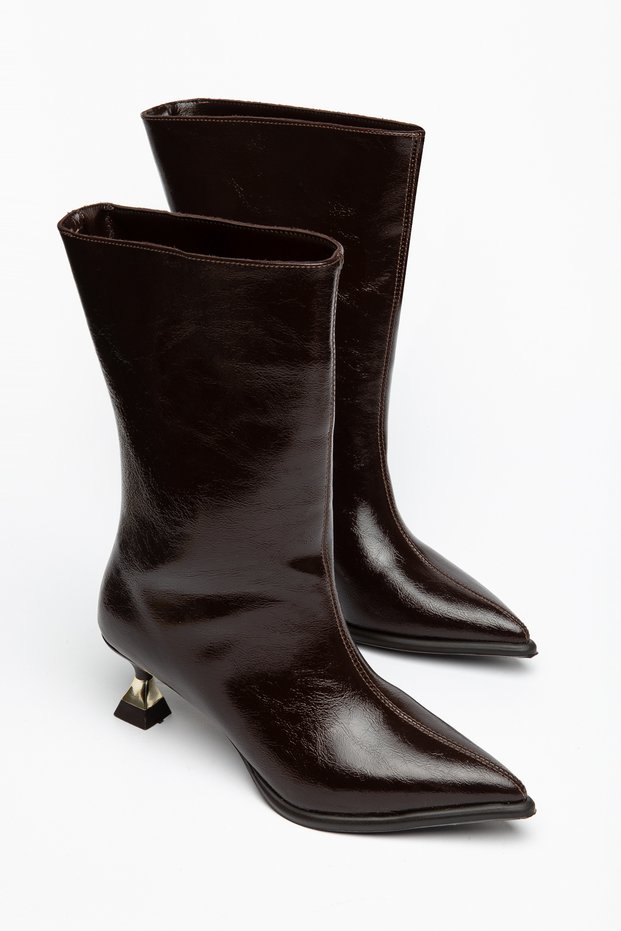Women's Boots with a 5 cm Stiletto Heel, No Zipper, and Pointed Toe