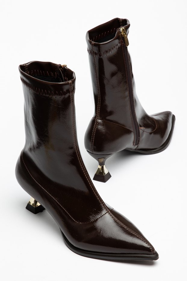 Women's Boots with 5 cm Heels, Zipper, Stretchy Material, and Pointed Toe
