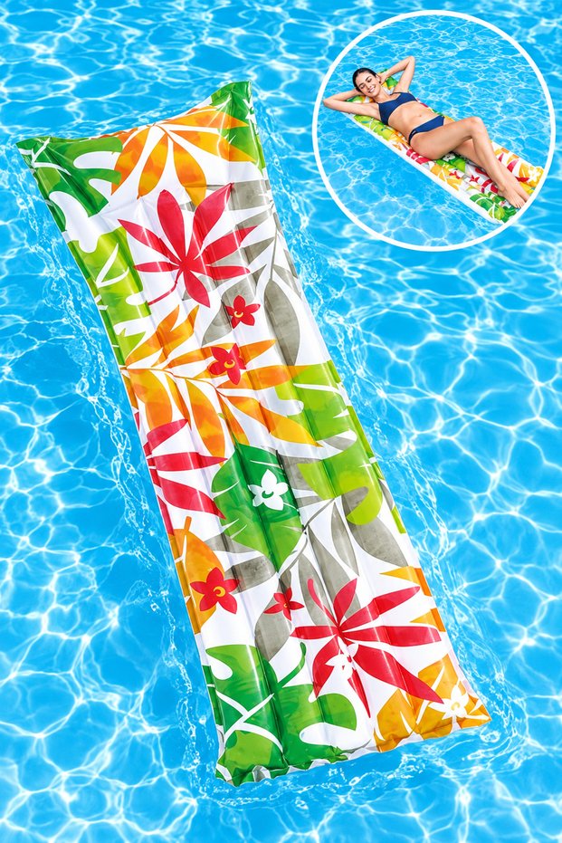 Tropical Print Inflatable Air Mattress - Tropical Print Inflatable Air Mattress - Tropical Inflatable Mattress - Inflatable Air Mattress 183x69 cm.