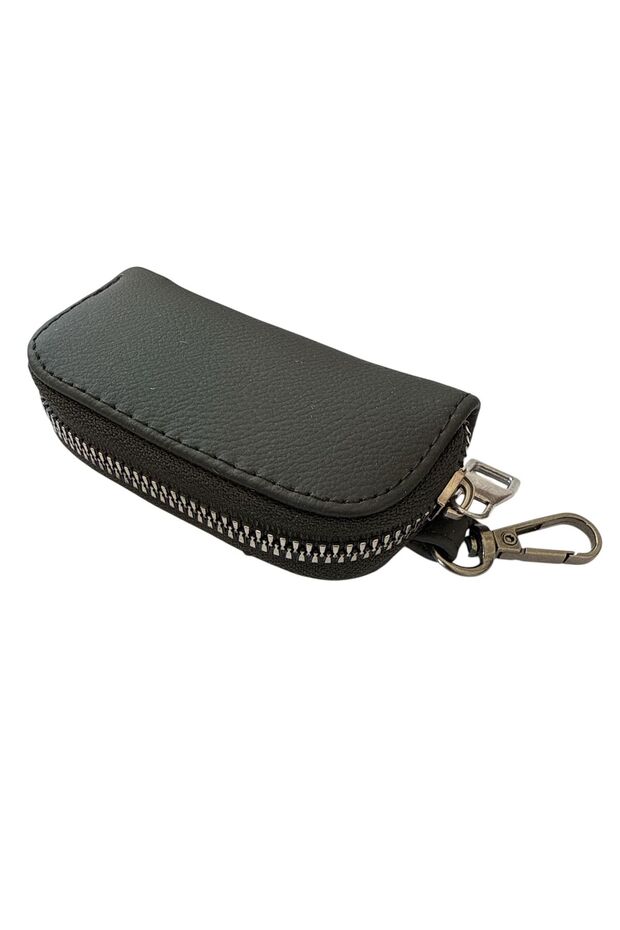 Leather Wallet with Mini Bag and Car Keychain, Black BZELDR05