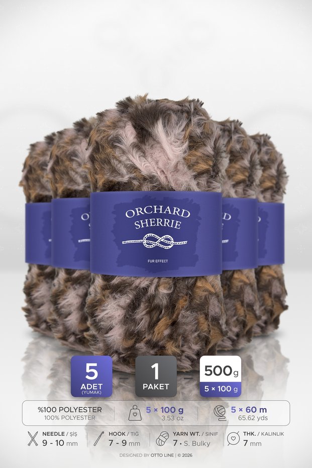 SHERRIE • Pink Panther (4103) • 5-Pack × 100 g/60 m • Rabbit Fur • Thick, Plush Knitting Yarn