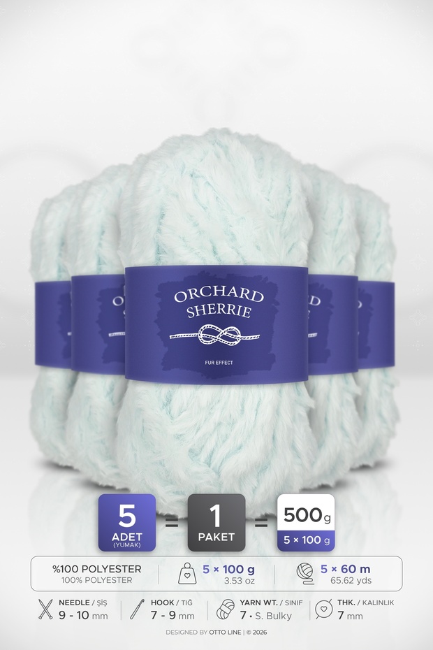 SHERRIE • Aqua Blue (4146) • Pack of 5 × 100 g/60 m • Rabbit Fur • Thick, Plush Yarn