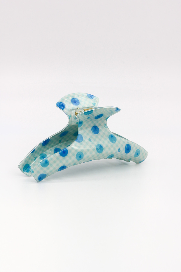 Delicate Curved Blueberry-Patterned Buckled Hair Clip