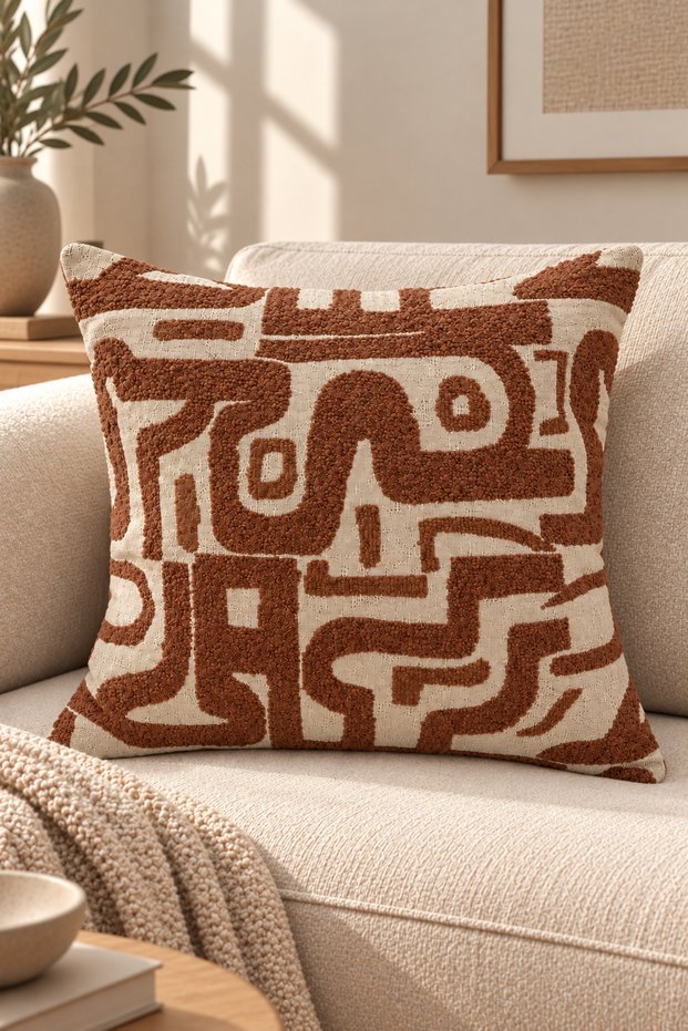 Nomad Jacquard Woven Cream Cushion Cover, 43 x 43 cm