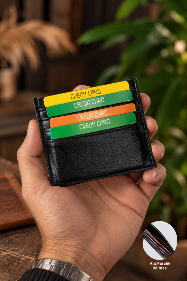 Unisex Black Faux Leather Slim Horizontal-Style Reversible Gift Wallet with Plenty of Card Compartments