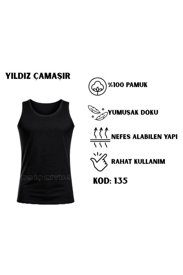 135 MEN'S Single Jersey 100% Cotton Black Tank Top With Straps, Single Piece