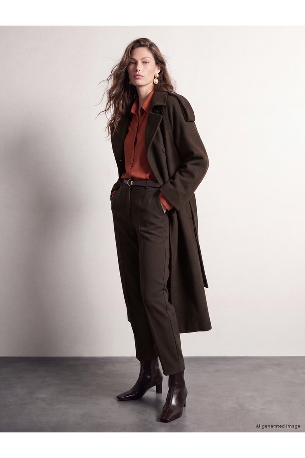 LCW Vision Brown Straight & Slim Narrow Leg Women's Pants, Featuring the ALITA CITY Touch