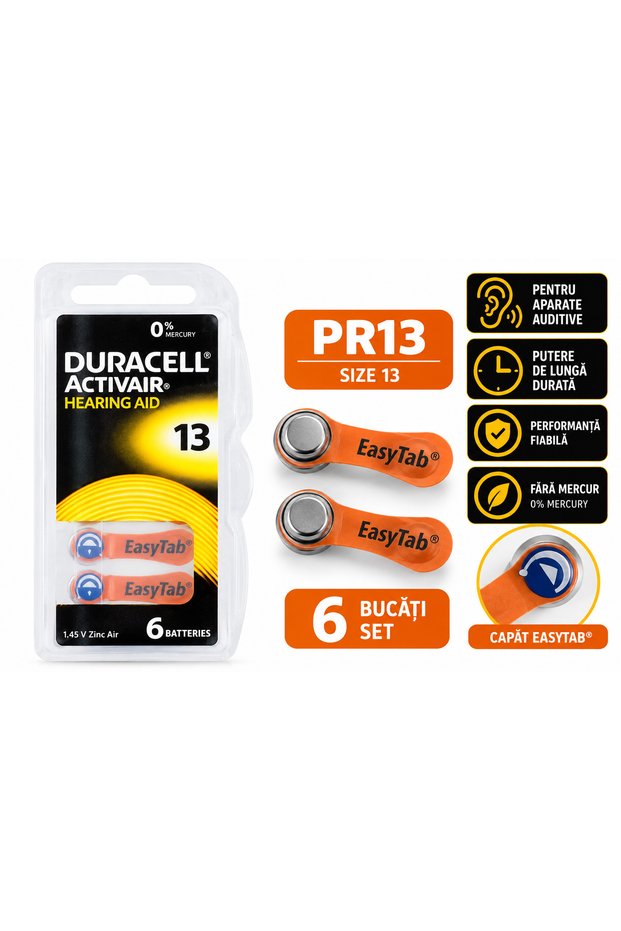 Baterii Auditive PR13, 6buc/set