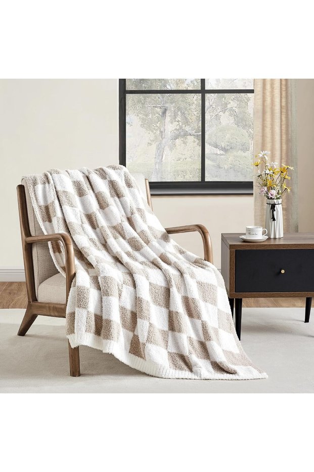 Ultra Soft and Plush Reversible Microfiber Throw Blanket for Couch Sofa and Bed (127x152cm Checkered