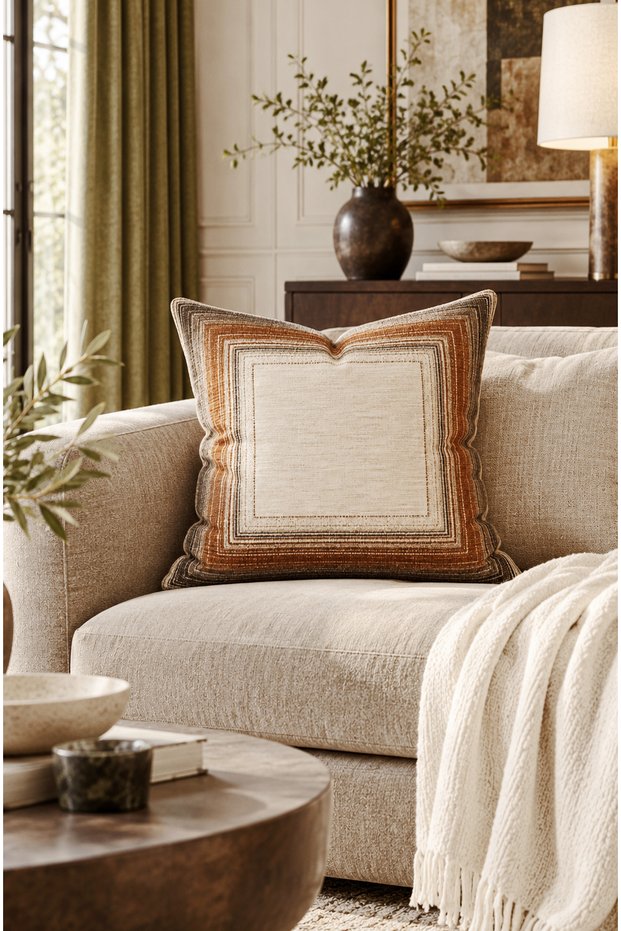 Digitally Printed Minimalist Patterned Square Cushion Cover, 43 x 43 cm, Reversible Cushion Cover, 1 PIECE
