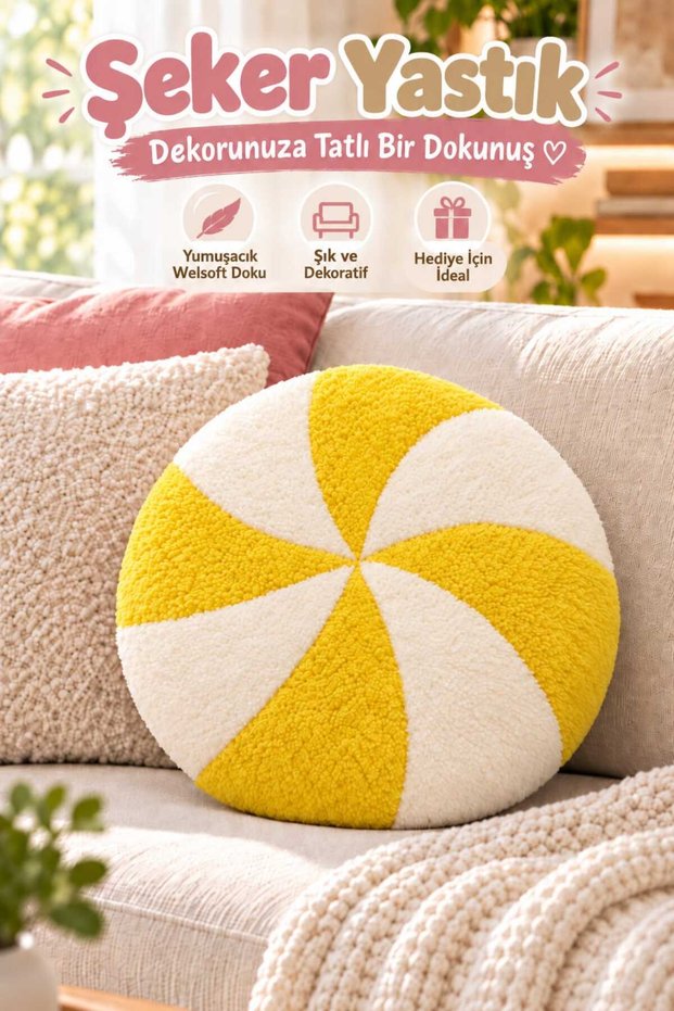 Sugar Pillow Welsoft Fleece Fabric Decorative Round Cushion, Padded Plush Armchair Cushion, Single