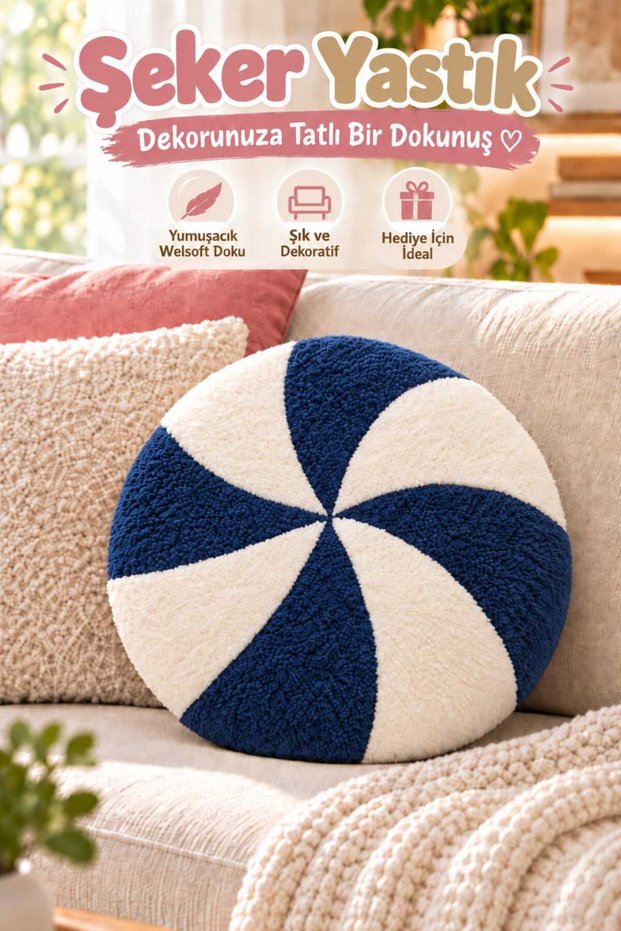 Sugar Pillow Welsoft Fleece Fabric Decorative Round Cushion, Padded Plush Armchair Cushion, Single