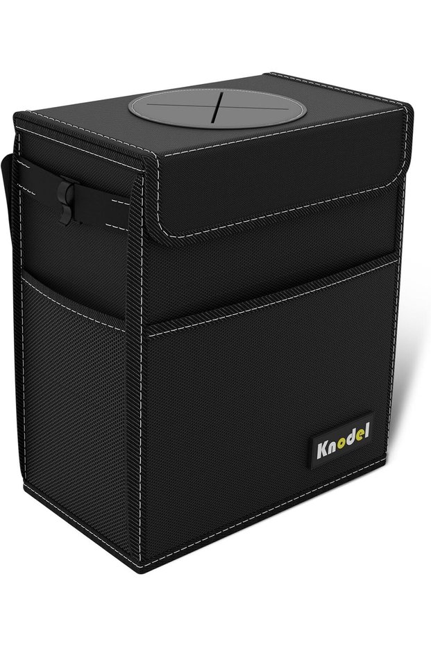 Car Trash Can with Lid, Car Garbage, Bin and Bag (Large, Black)