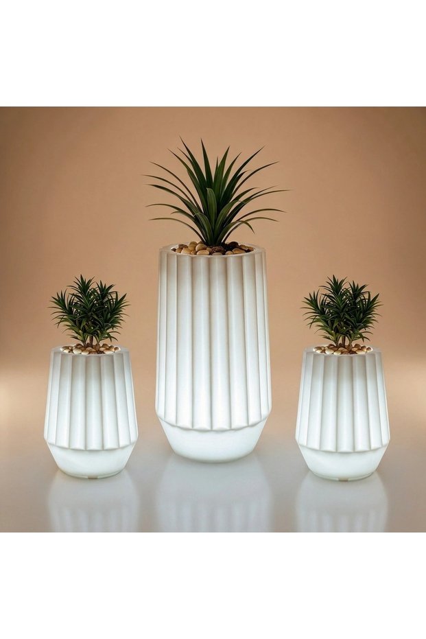 طقم أحواض زرع بلوم مضيء LED – 3 قطع