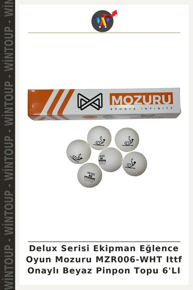 Delux Series Equipment Entertainment Game Mozuru MZR006-WHT ITTF-Approved White Table Tennis Ball, Pack of 6