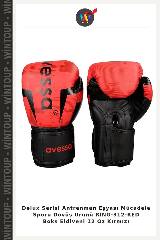 Deluxe Series Training Gear, Combat Sports, Martial Arts Product: RING-312-RED Boxing Gloves, 12 oz, Red