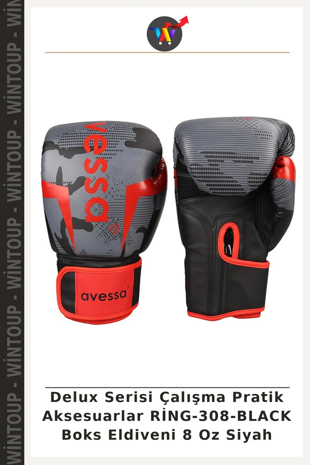 Delux Series Training Accessories RING-308-BLACK Boxing Gloves 8 oz Black