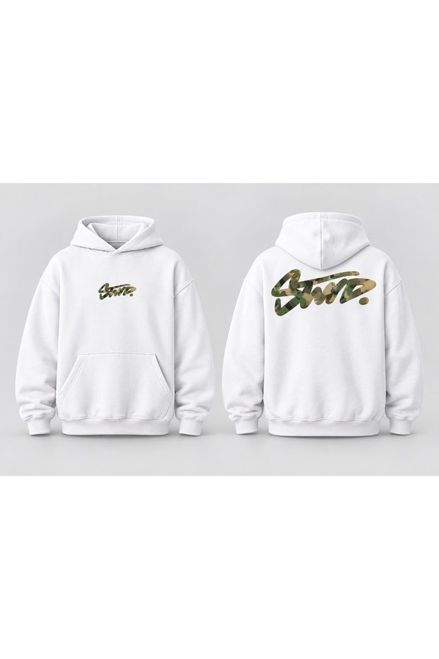 White Oversized Unisex Sweatshirt, 100% Cotton, Thick with a Soft Interior