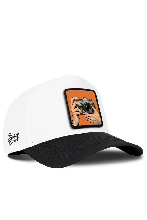 Black-and-White Baseball Cap with Photographer's Logo