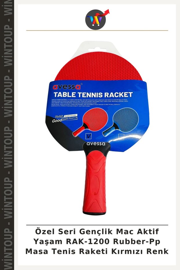 Special Series Youth Mac Active Lifestyle RAK-1200 Rubber-PP Table Tennis Racket, Red