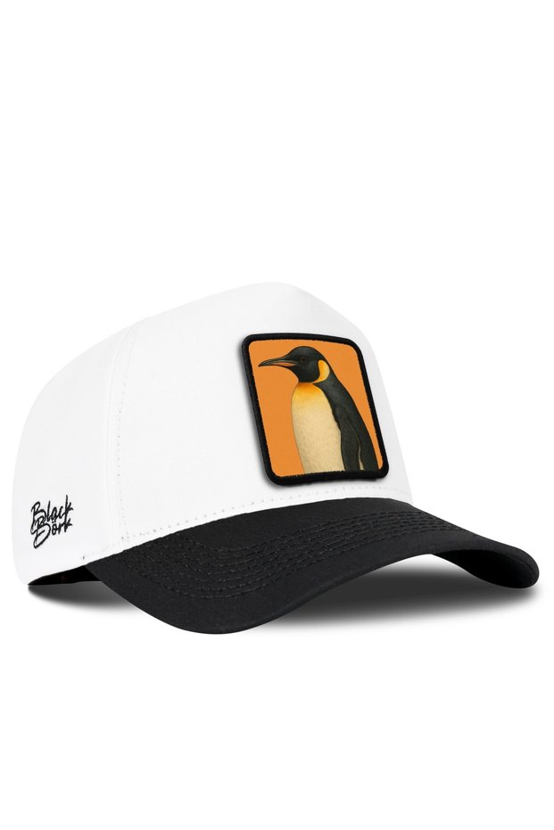 Black-and-White Baseball Cap with Penguin Logo
