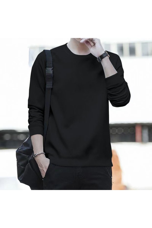 Men Long Sleeve T Shirt Pullover Cotton Thin