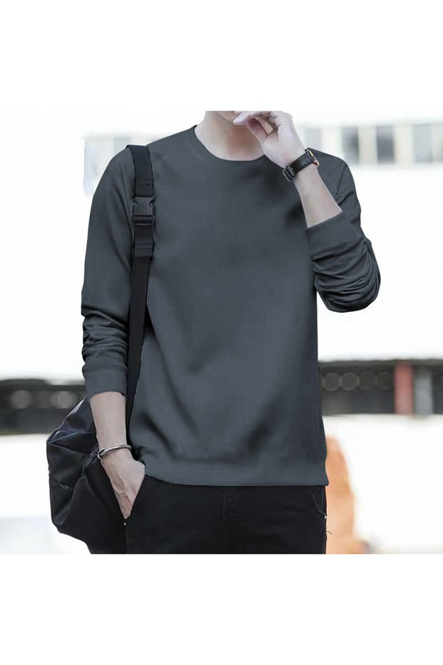 Men Long Sleeve T Shirt Pullover Cotton Thin