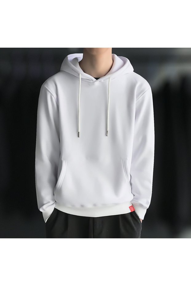 Men Hooded Fleece Sweatshirt Winter Pullover