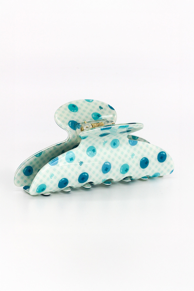 Thick, Curved Blueberry-Patterned Buckled Hair Clip