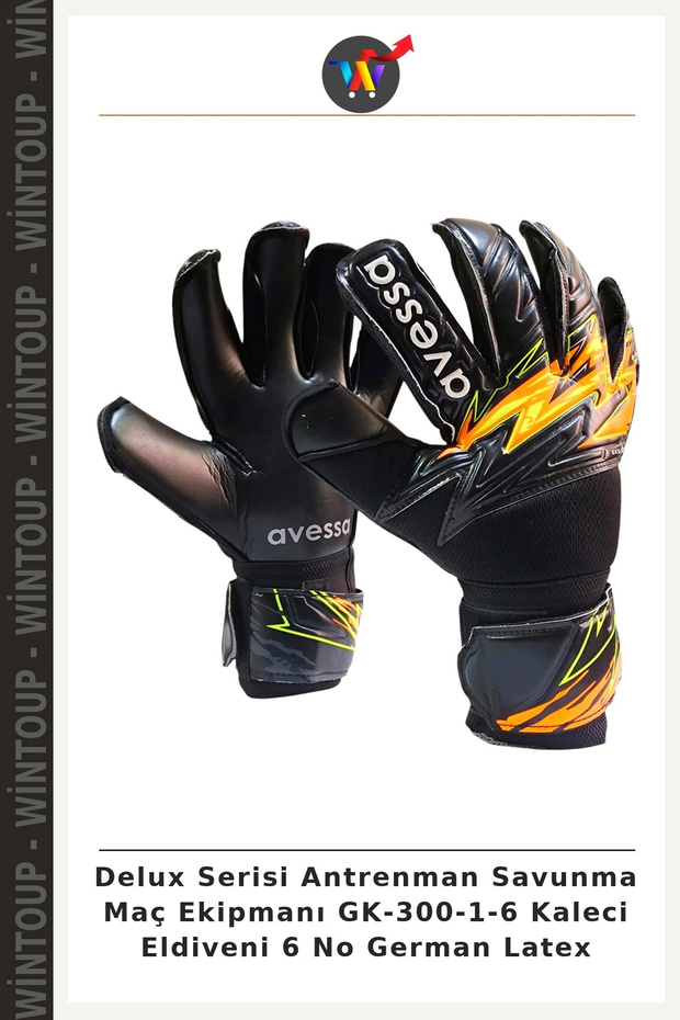 Delux Series Training and Match Equipment GK-300-1-6 Goalkeeper Gloves, Size 6, German Latex