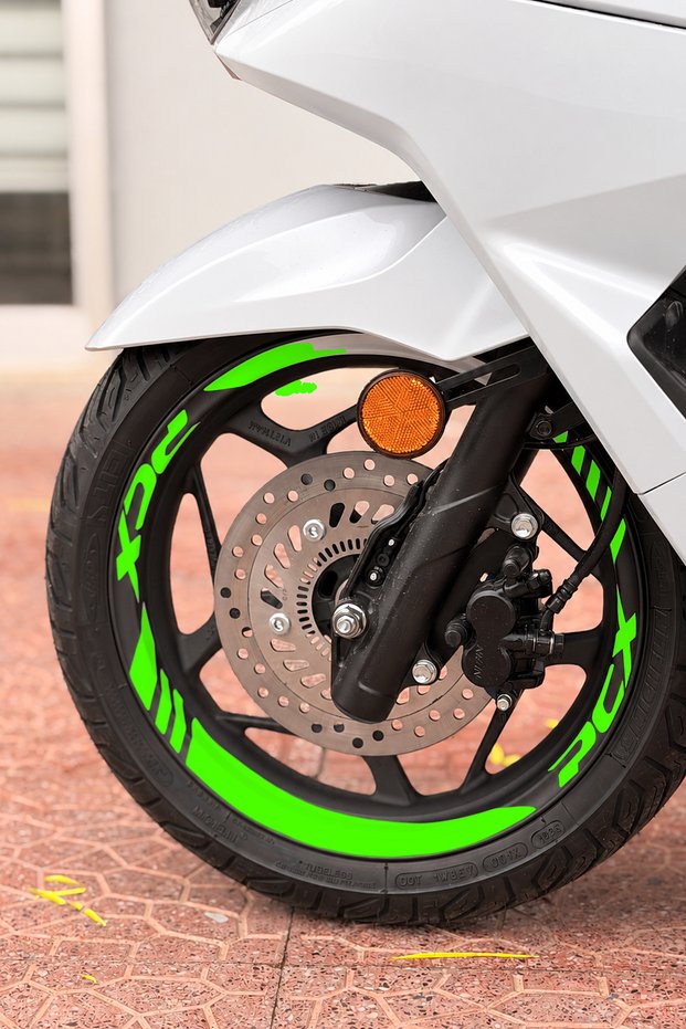 Thick, Segmented + "PCX" Lettering Wheel Stripe Set for the Honda PCX (Includes Front and Rear)