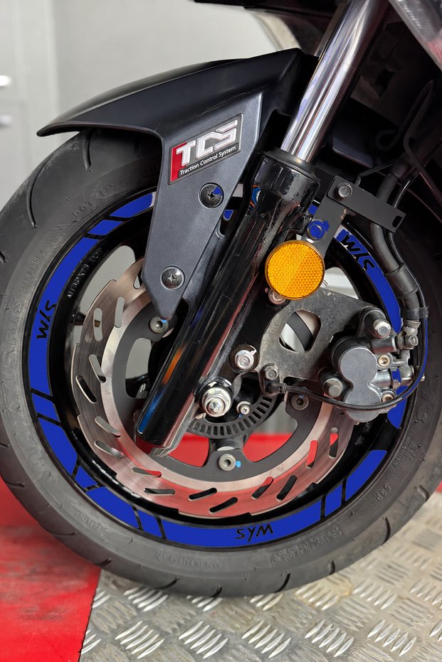 12-Piece Front and Rear Wheel Rim Sticker Set Compatible with 13-14-Inch Rims for the SYM Scooter Series