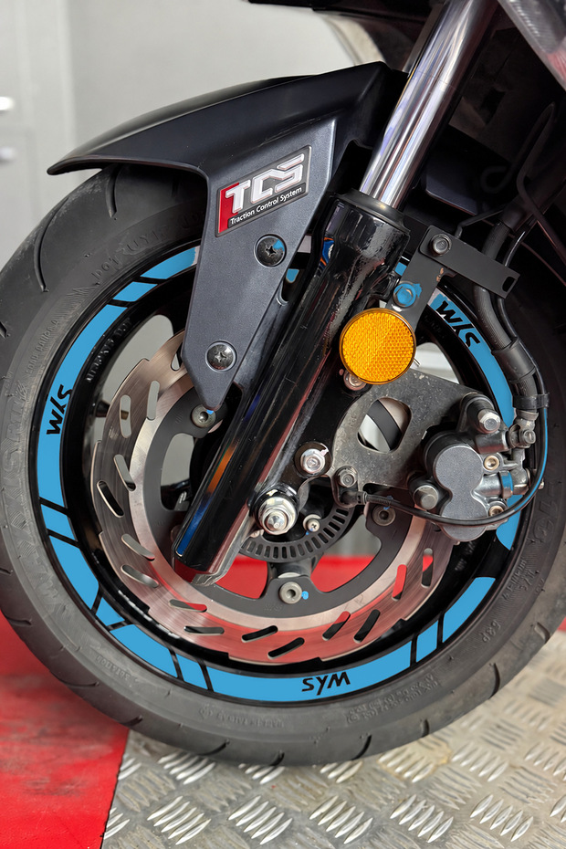 12-Piece Front and Rear Wheel Rim Sticker Set Compatible with 13-14-Inch Rims for the SYM Scooter Series
