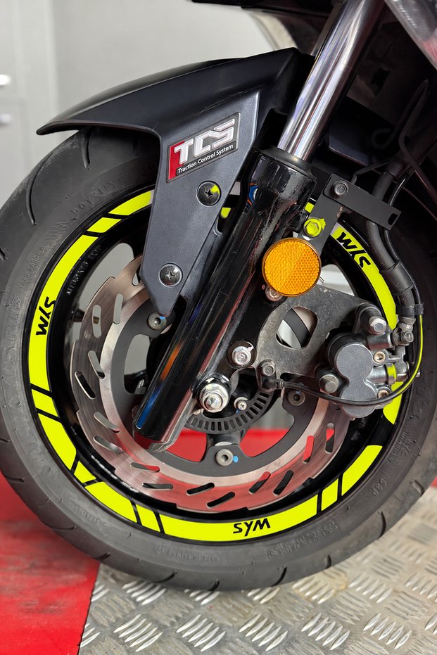 12-Piece Front and Rear Wheel Rim Sticker Set Compatible with 13-14-Inch Rims for the SYM Scooter Series