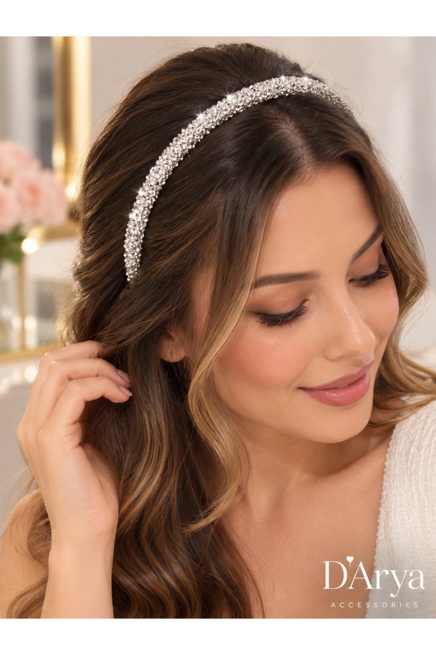 Silver-Sequined, Sparkling, Delicate Hair Tiara DD893—Bridal, Engagement, Henna, Wedding, Evening Wear, and Special Occasion Women’s Hair Accessory