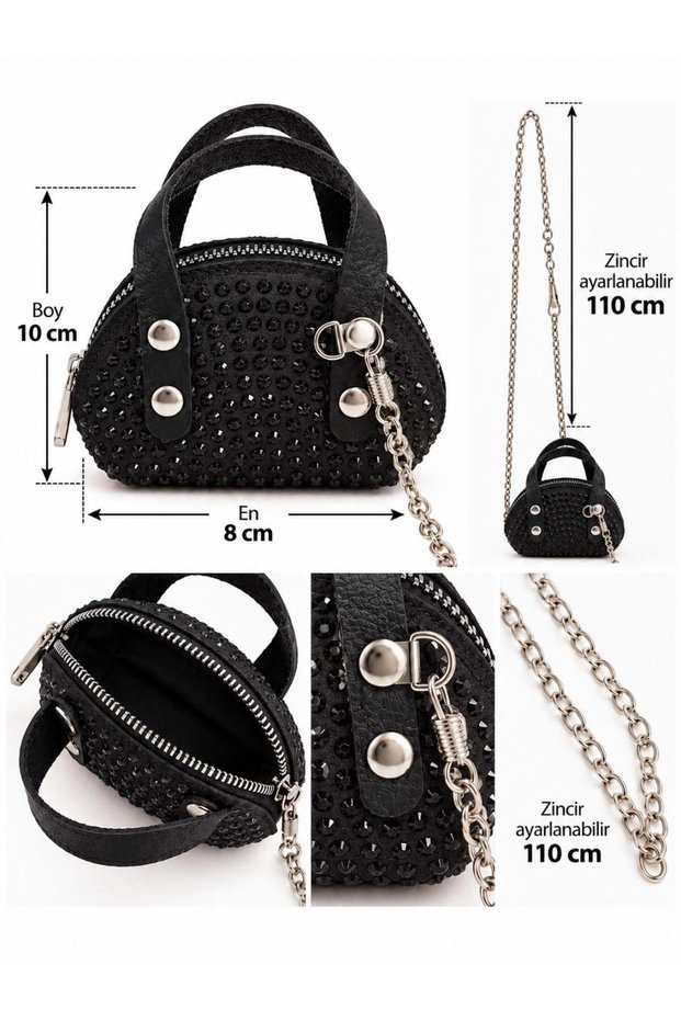 Girls' Sparkly Rhinestone Chain Strap Mini Bag