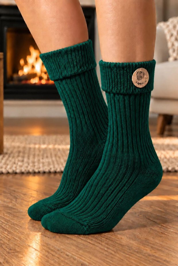 Women's Premium Curly, Heat-Retaining Lambswool Wool Boot Socks