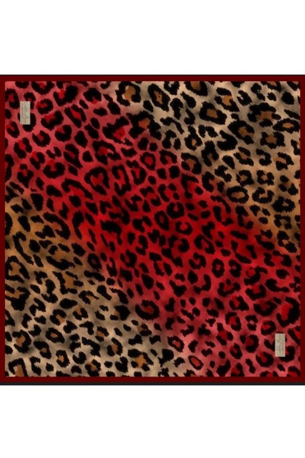 Tivil Pure Silk Scarf 2464 05 Red Leopard Pattern