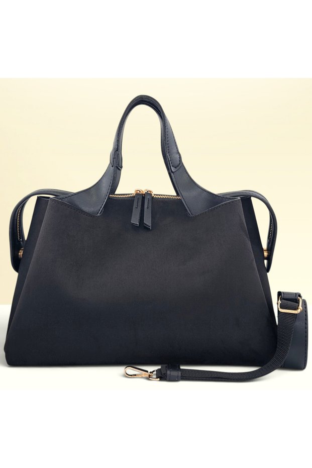 Black, Nubuck, Spacious, Adjustable Long Strap, Women's, Clutch Bag and Shoulder Bag