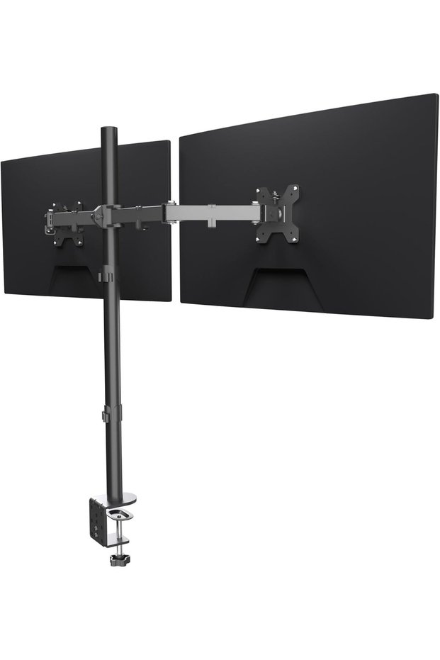 Dual LED LCD Monitor Stand, Extra Tall 31.5" Pole, Heavy Duty Fully Adjustable Desk Mount for 2 Screens Up to 27 Inch, Ergonomic Computer Monitor Holder