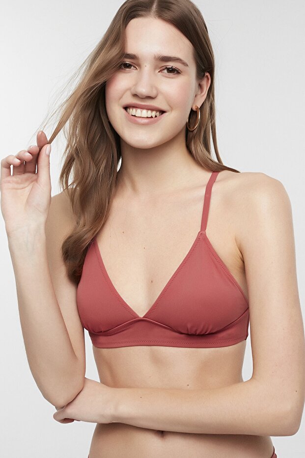 Kadın Koyu Turuncu Basic Bralette Bikini Üstü - 1