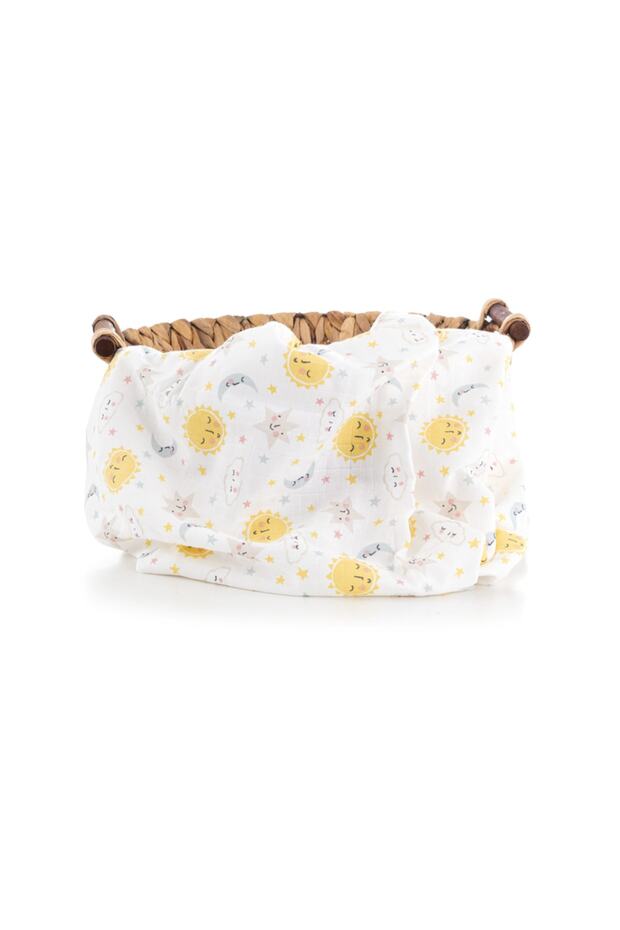 Muslin Cloth Cover Sun Pattern - Yellow 90x75 Cm 2 Mouth Wipes