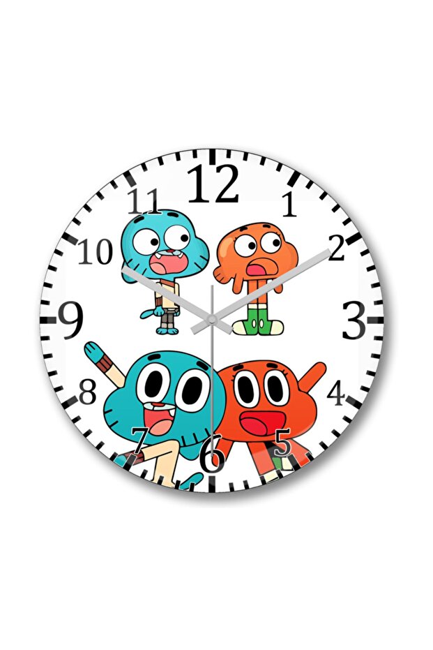 ساعة حائط من الزجاج الحقيقي المنحني من Gumball Cartoon Network